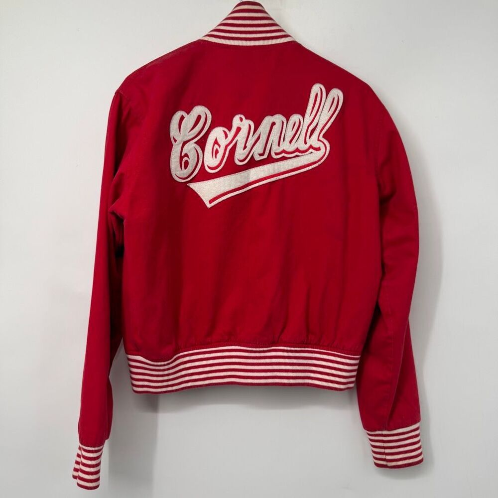 Stall & Dean Red White Full Zip Ivy League Cornell Varsity Bomber Jacket Large
